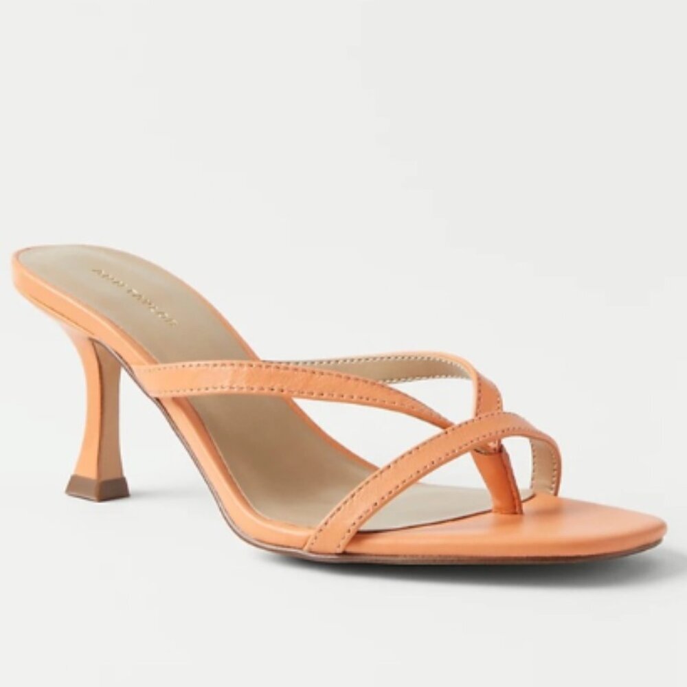 Ann Taylor 7.5 Vibrant Melon Orange Strappy heeled Sandals - leather upper